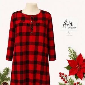 Aria Red Buffalo Plaid Long Sleeve Nightgown S